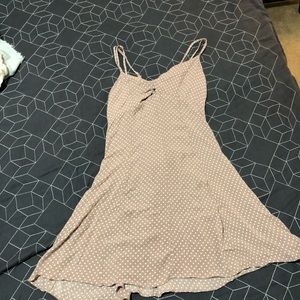 AE pink skater dress with polka dots and knot